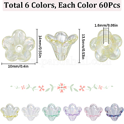 360 capuchon de perle en acrylique transparent 6 couleurs&nbsp;TACR-SC0001-24