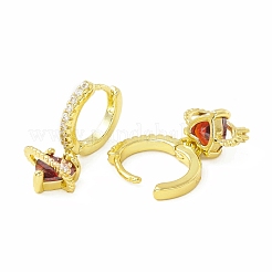 Orecchini a cerchio pendenti con cuore in zirconi cubici&nbsp;EJEW-H086-02G