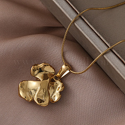 Collier pour femme avec pendentif fleur blanche en acier inoxydable émaillé et chaîne serpent ronde (3 pièce)&nbsp;OT9180-2