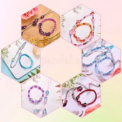 80 perles de verre transparentes de couleur dégradée&nbsp;GLAA-SZ0002-26D