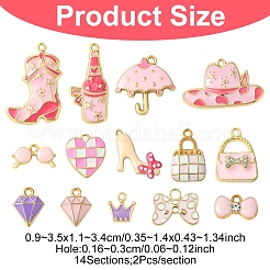 28pcs 14 styles de pendentifs en émail en alliage&nbsp;ENAM-FS0002-25