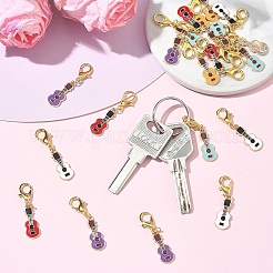 20 pendentif décoratif en alliage émaillé en forme de guitare&nbsp;HJEW-YW00564