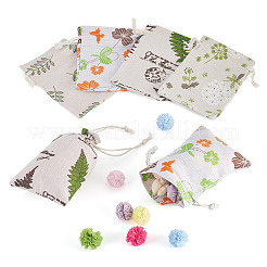20 Stück 4 Stile Polycotton (Polyester-Baumwolle) bedruckte Verpackungsbeutel mit Kordelzug&nbsp;ABAG-TA0002-10