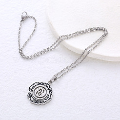 Collares minimalistas con colgante de flor negra esmaltada en acero inoxidable 304 para mujer.&nbsp;QO5072