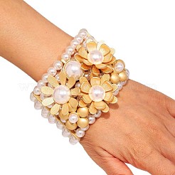 Blumen-Legierung & ABS-Kunststoff Perlen Armreifen für Frauen&nbsp;FS-WG764D9-01