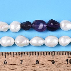 Natürliche Amethystnuggets und Stränge aus natürlichen Süßwasserzuchtperlen&nbsp;PEAR-N023-01A-07