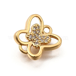 Breloques connecteurs papillon en laiton micro pavé de zircones cubiques&nbsp;KK-B152-23G