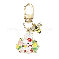 Pendentifs décoratifs en alliage émaillé en forme d'abeilles et de lapins&nbsp;HJEW-JM02701-01