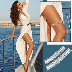 Jarretières de mariée élastiques en dentelle de nylon&nbsp;AJEW-WH0661-25B