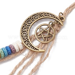 Décoration pendentif en pierre de lave naturelle et cloche en fer&nbsp;HJEW-JM02418