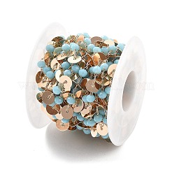 Catene piatte rotonde in ottone e perline di vetro fatte a mano&nbsp;CHC-L051-06KCG-01