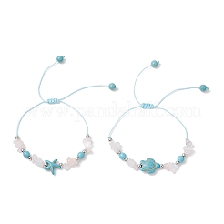 2 Stück Schildkröte und Seestern synthetische türkisfarbene Perlen geflochtene Perlenarmbänder für Frauen&nbsp;BJEW-JB12064-02