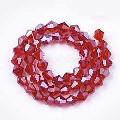 Chapelets de perles en verre électroplaqué&nbsp;EGLA-Q118-6mm-A07