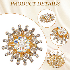 Broches de rhinestone de aleación de flores para ropa de mochila&nbsp;JEWB-WH20011-02A