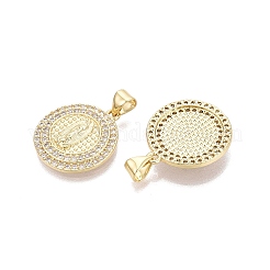 Pendentifs religieux en laiton sertis de micro-pavés de zircone cubique transparente&nbsp;KK-N287-43G-01