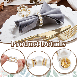 Serviettenringe aus Kunststoff mit Kunstperlen und Strass&nbsp;AJEW-WH0434-75