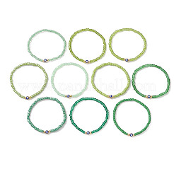 10 pulsera elástica con cuentas de vidrio.&nbsp;BJEW-MZ00328