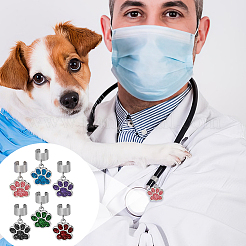 12 stücke 6 farben paw print legierung emaille stethoskop anhänger dekorationen&nbsp;HJEW-OC00055