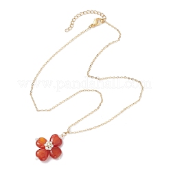 Colliers pendentifs trèfle cornaline naturelle (teinte et chauffée)&nbsp;NJEW-JN05170-03
