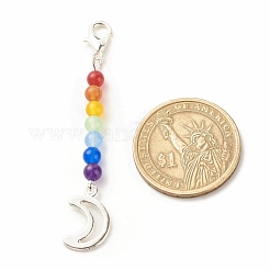 Décorations de pendentif perlé de jade de malaisie naturel et teint sur le thème du chakra&nbsp;HJEW-JM00642-01