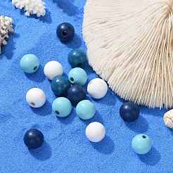 160 pièces 4 couleurs été océan style marin perles rondes en bois naturel peint&nbsp;WOOD-LS0001-01F