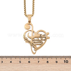 Collane con ciondolo a forma di cuore con nota musicale in acciaio inossidabile 201&nbsp;NJEW-K283-03G