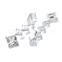 Pendientes de aro colgantes con micropavé de circonita cúbica y latón con rombos&nbsp;EJEW-D098-19P