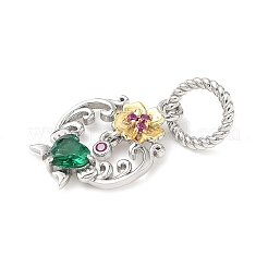 925 pendentif fleur en argent sterling pavé de zircones cubiques vertes&nbsp;STER-G047-01B