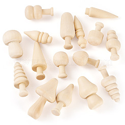 16 Stück 16 Stile unfertige Holzornamente&nbsp;WOOD-TA0002-77