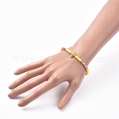 Handgefertigte Heishi Perlen Stretch Armbänder aus Fimo&nbsp;X-BJEW-JB05078-02