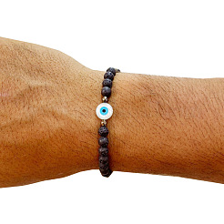 Stretch-Armbänder aus natürlichem Lavastein mit runden Perlen für Männer&nbsp;ED9275-1