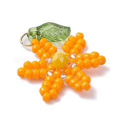 4 pendentif en forme de fleur en perles de verre de 4 couleurs&nbsp;PALLOY-TA00345