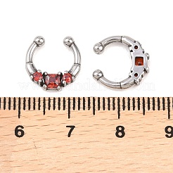 Nasenringe aus 316er Edelstahl mit rotem Zirkonia-Pavé zum Anclipsen&nbsp;AJEW-C044-14AS