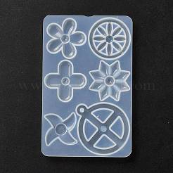 Pendentif rond plat et moulin à vent et flocon de neige et fleur et trèfle et pneu cabochon moules en silicone&nbsp;DIY-P059-08