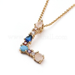 Colliers pendentifs initiales en laiton lettre&nbsp;NJEW-JN02584-04