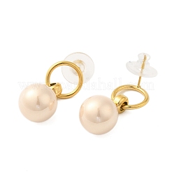 Runde Ohrstecker aus 304er Edelstahl mit Muschelperlen für Damen&nbsp;EJEW-U020-30G-02