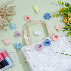 12 Stück 6 Farben Blumenform Baumwolle gestrickt Kostüm Ornament Zubehör&nbsp;DIY-FG0005-34