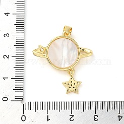 Colgantes de circonita cúbica transparente micro pavé de latón chapado en rack&nbsp;KK-C047-02G