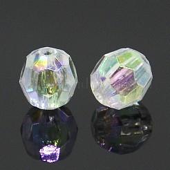 Ab-Farbe plattiert klar ab transparenten runden Acrylperlen&nbsp;X-TACR-PL642-8mm-22