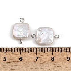 Ciondoli con connettore quadrato in perle Keshi d'acqua dolce naturali&nbsp;STAS-D378-10P