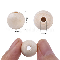 Cuentas de madera natural sin terminar&nbsp;X-WOOD-S651-A14mm-LF