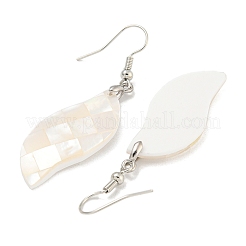 Orecchini pendenti in ottone placcato bianco naturale con conchiglia&nbsp;EJEW-N055-52H