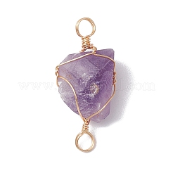 Roher natürlicher Amethyst Kupferdraht umwickelt Nuggets Verbinder Charms&nbsp;PALLOY-JF02789