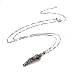 Collana con ciondolo abbraccio umano in ottone con 201 catene in acciaio inossidabile per donna&nbsp;NJEW-I114-01B