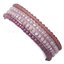Set di braccialetti elasticizzati con perline di semi di vetro da 4 pz e 4 stili&nbsp;BJEW-JB10606