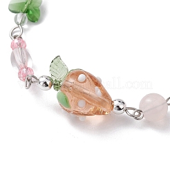 Lampadaire aux fraises et bracelets en perles de papillon en verre&nbsp;BJEW-JB10102