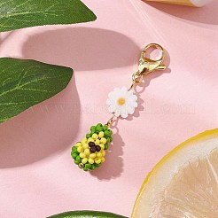Decorazioni pendenti con perline di semi di vetro di avocado&nbsp;HJEW-MZ00184