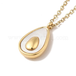 Collana con ciondolo a goccia in conchiglia naturale con catene in acciaio inossidabile 304 per donna&nbsp;NJEW-H162-02G