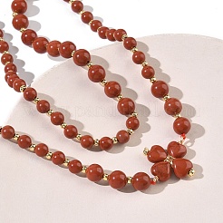 Collana con ciondolo a forma di trifoglio in diaspro rosso naturale per il giorno di San Patrizio&nbsp;NJEW-G202-02G-04