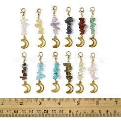12 pendentif décoratif en forme de lune en alliage de 12 couleurs&nbsp;HJEW-FS00050